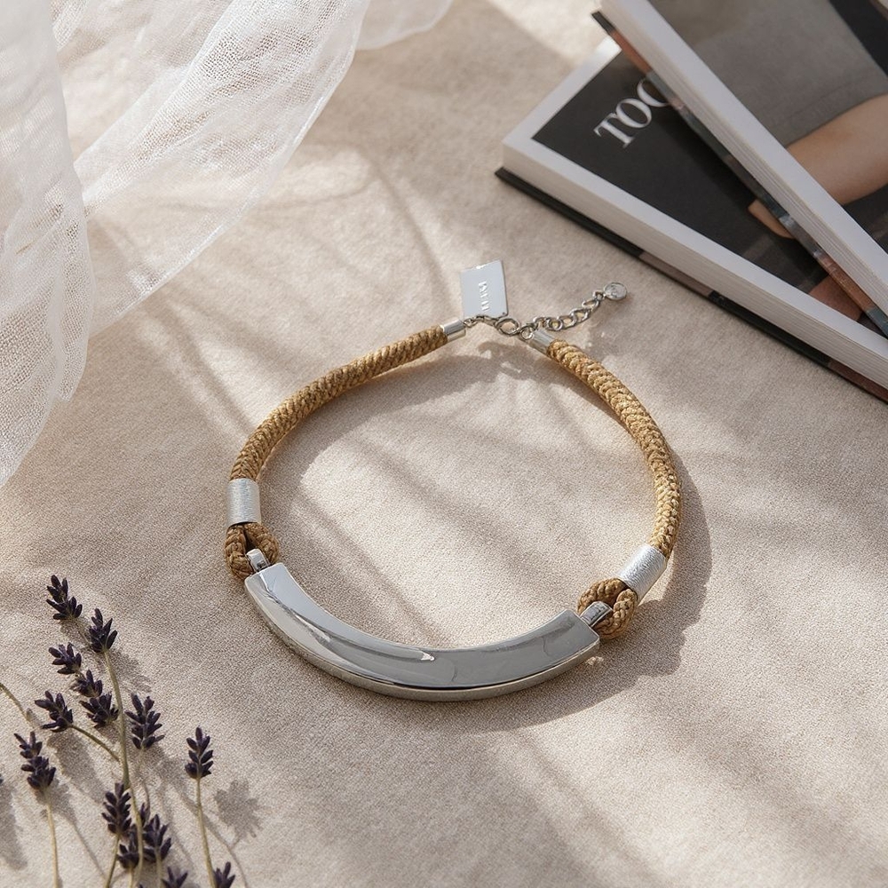 Alfani Silver and Tan Necklace